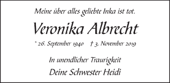 Traueranzeige von Veronika Albrecht von Neue Deister-Zeitung