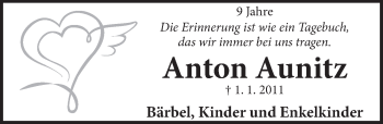 Traueranzeige von Anton Aunitz von Neue Deister-Zeitung