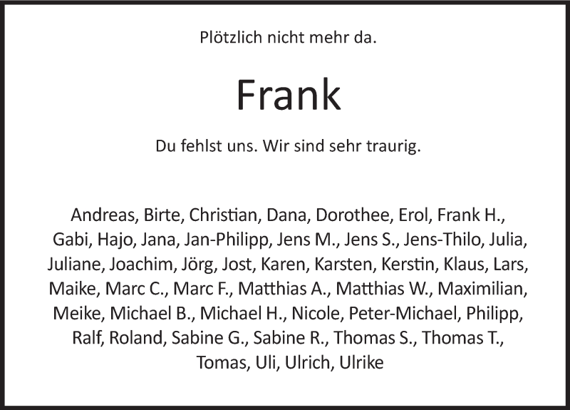  Traueranzeige für Frank Neitz vom 21.12.2019 aus Deister- und Weserzeitung