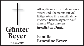 Traueranzeige von Günter Beyer 