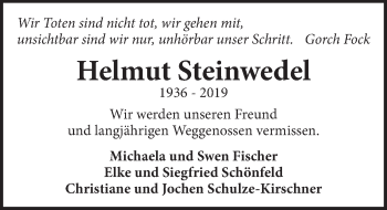 Traueranzeige von Helmut Steinwedel von Neue Deister-Zeitung