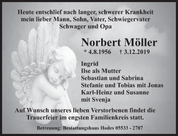 Traueranzeige von Norbert Möller von Deister- und Weserzeitung
