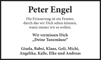 Traueranzeige von Peter Engel von Deister- und Weserzeitung