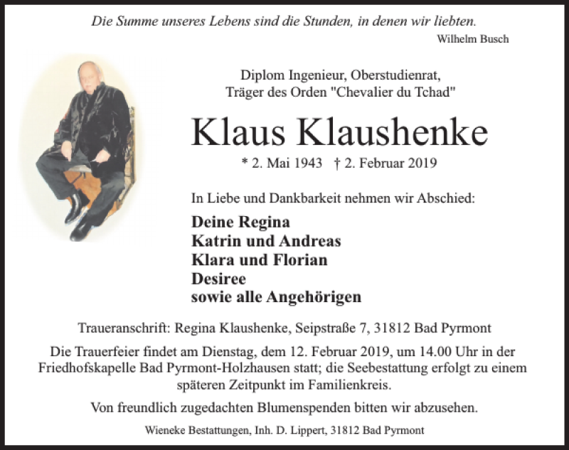 Traueranzeigen Von Klaus Klaushenke | Trauerportal Ihrer Tageszeitung