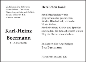 Traueranzeige von Karl-Heinz Beermann von Deister- und Weserzeitung