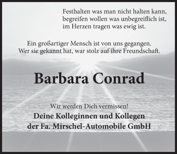Traueranzeige von Barbara Conrad von Deister- und Weserzeitung