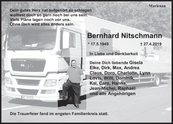 Traueranzeige von Bernhard Nitschmann von Deister- und Weserzeitung