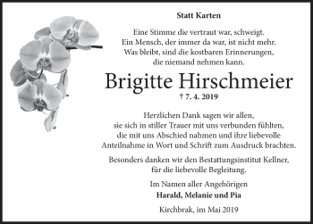 Traueranzeige von Brigitte Hirschmeier von Deister- und Weserzeitung
