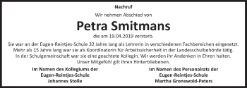 Traueranzeige von Petra Smitmans von Deister- und Weserzeitung
