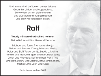 Traueranzeige von Ralf Kunze von Deister- und Weserzeitung