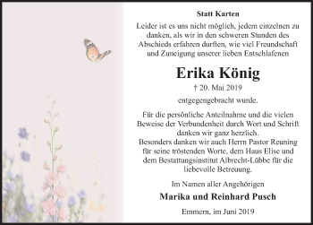 Traueranzeige von Erika König von Deister- und Weserzeitung