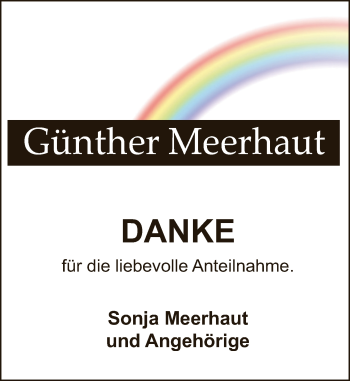 Traueranzeige von Günther Meerhaut von Deister- und Weserzeitung