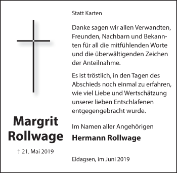 Traueranzeige von Margrit Rollwage von Neue Deister-Zeitung