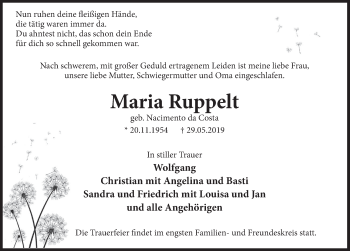 Traueranzeige von Maria Ruppelt von Deister- und Weserzeitung