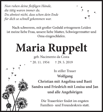 Traueranzeige von Maria Ruppelt von Neue Deister-Zeitung