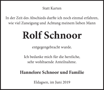 Traueranzeige von Rolf Schnoor von Neue Deister-Zeitung