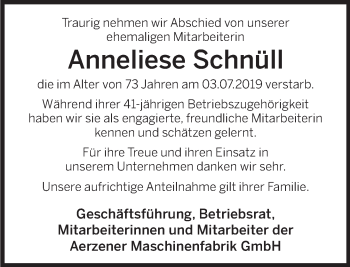 Traueranzeige von Anneliese Schnüll von Deister- und Weserzeitung
