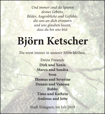 Traueranzeige von Björn Ketscher 