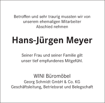 Traueranzeige von Hans-Jürgen Meyer von Deister- und Weserzeitung