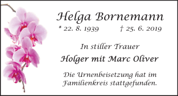Traueranzeige von Helga Bornemann von Deister- und Weserzeitung