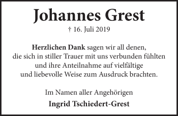 Traueranzeige von Johannes Grest von Neue Deister-Zeitung