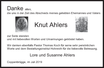 Traueranzeige von Knut Ahlers von Deister- und Weserzeitung