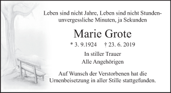 Traueranzeige von Marie Grote von Deister- und Weserzeitung