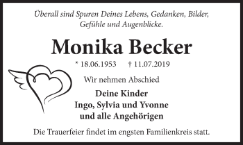 Traueranzeige von Monika Becker 