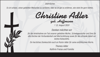 Traueranzeige von Christine Adler 