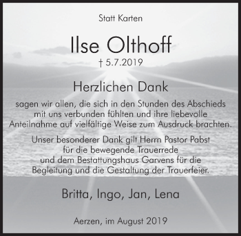 Traueranzeige von Ilse Olthoff von Deister- und Weserzeitung