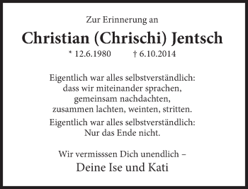 Traueranzeige von Christian Jentsch von Deister- und Weserzeitung