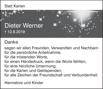 Traueranzeige von Dieter Werner von Neue Deister-Zeitung