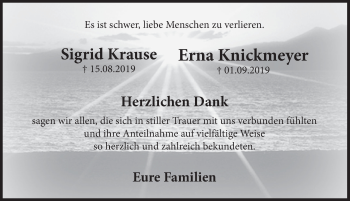 Traueranzeige von Erna Knickmeyer von Deister- und Weserzeitung