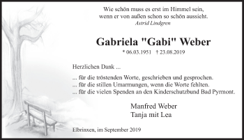 Traueranzeige von Gabriela Weber von Deister- und Weserzeitung