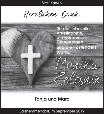 Traueranzeige von Monika Zelesnik von Deister- und Weserzeitung