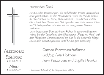 Traueranzeige von Nino Pezzarossa von Deister- und Weserzeitung