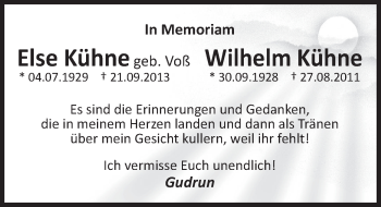 Traueranzeige von Wilhelm Kühne von Deister- und Weserzeitung