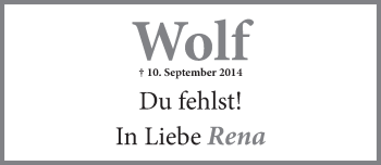 Traueranzeige von Wolf  von Neue Deister-Zeitung