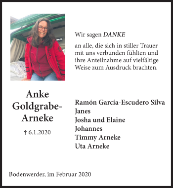 Traueranzeige von Anke Goldgrabe-Arneke von Deister- und Weserzeitung