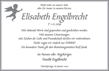 Traueranzeige von Elisabeth Engelbrecht 