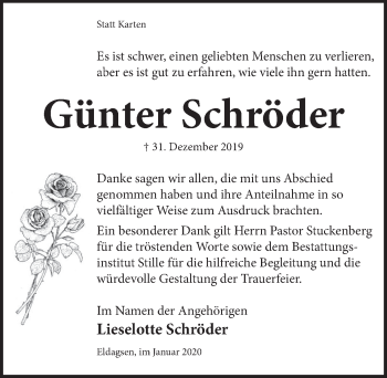 Traueranzeige von Günter Schröder von Neue Deister-Zeitung
