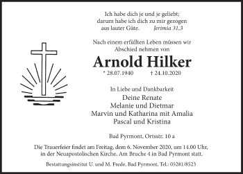 Traueranzeige von Arnold Hilker von Deister- und Weserzeitung