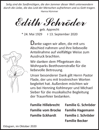 Traueranzeige von Edith Schröder von Neue Deister-Zeitung
