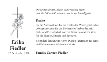 Traueranzeige von Erika Fiedler von Neue Deister-Zeitung