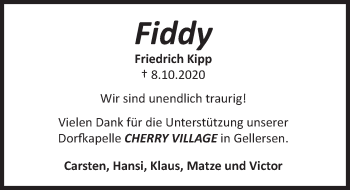 Traueranzeige von Friedrich Kipp von Deister- und Weserzeitung
