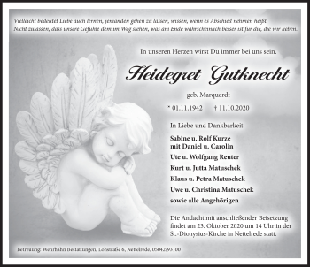 Traueranzeige von Heidegret Gutknecht von Neue Deister-Zeitung