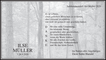 Traueranzeige von Ilse Müller von Deister- und Weserzeitung