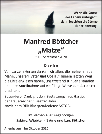 Traueranzeige von Manfred Böttcher von Neue Deister-Zeitung