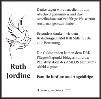 Traueranzeige von Ruth Jordine von Neue Deister-Zeitung