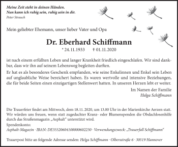 Traueranzeige von Eberhard Schiffmann von Deister- und Weserzeitung